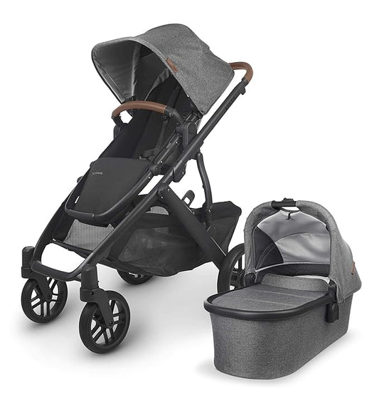 UPPAbaby Vista V2 Stroller / Convertible / Bassinet, Toddler Seat, Bug Shield, Rain Shield, and Storage Bag Included / Greyson